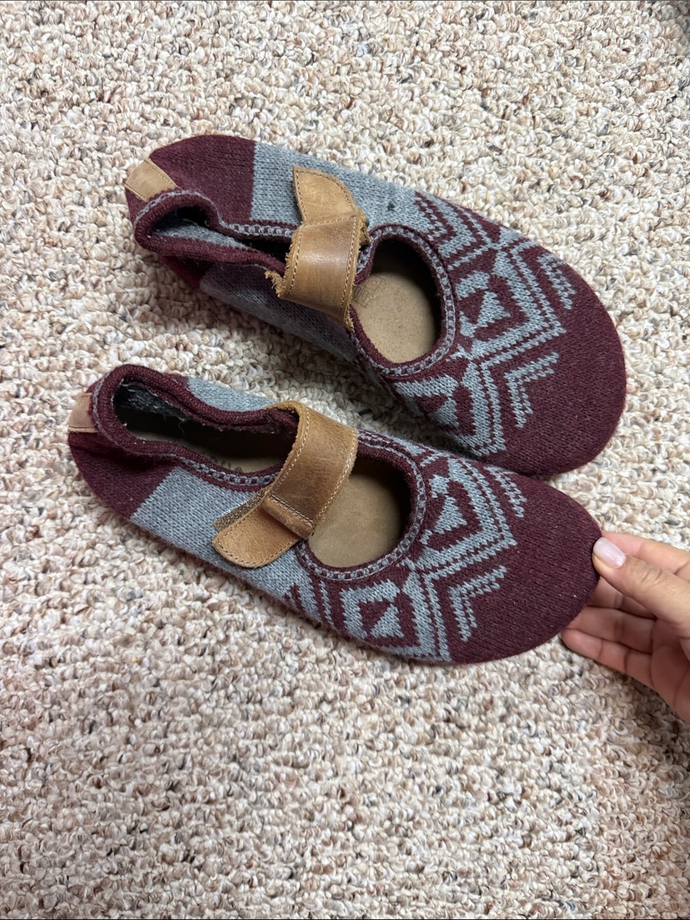 Roadhogs Fair Isle Wool Lined Mary Jane Slip On Cozy Clog. Size 8